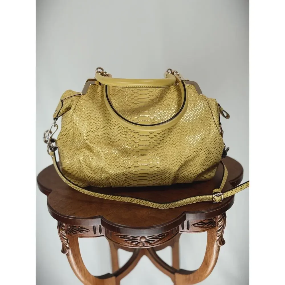 COACH M1293-23746 Convertible Hobo Ergo Satchel Yellow Leather Handbag #0009 - Picture 3 of 7